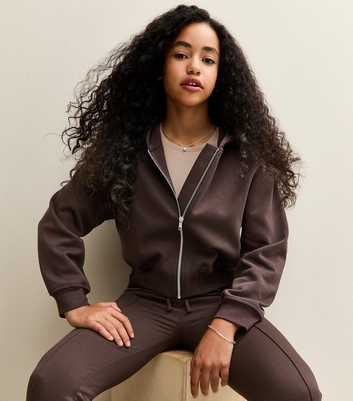 Girls Brown Zip Through Hoodie