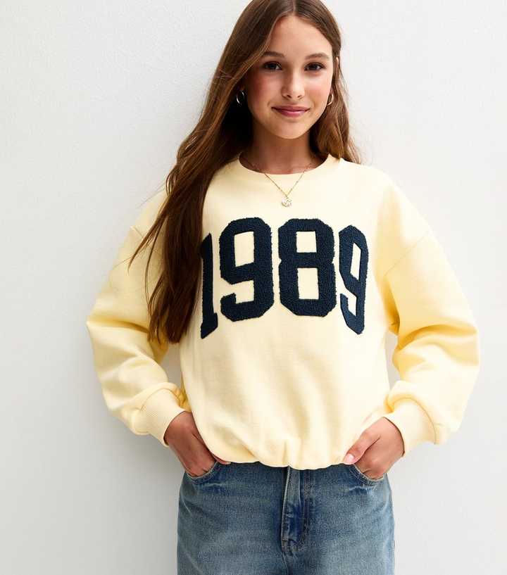 Girls Light Yellow 1989 Towelling Bubble Hem Sweatshirt