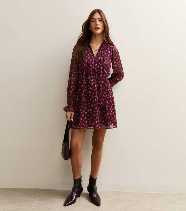 sachin and babi light blue dress chesca Rose Print Midi Chiffon Dress, Black/Multi