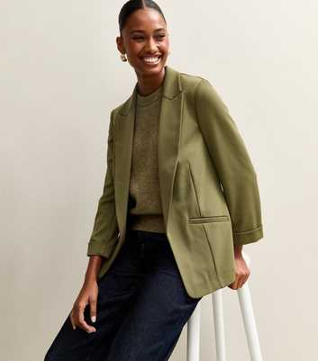 Dark Khaki Ponte Jersey Blazer