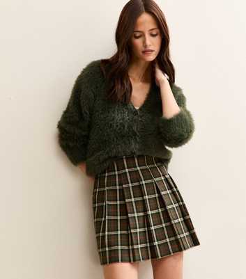 Green Tartan Checked Knife Pleated Skirt