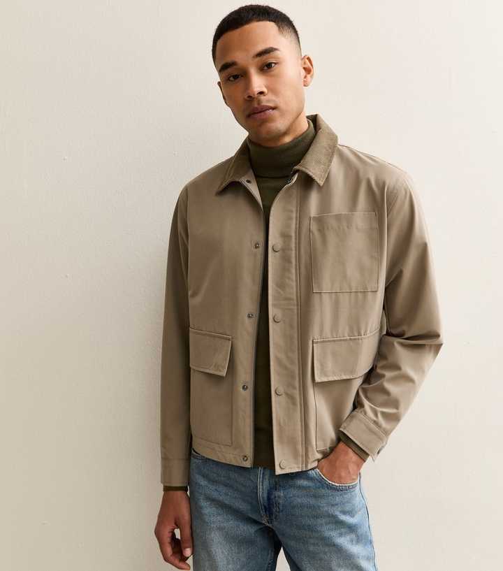 Light Khaki Relaxed Corduroy Collar Mac Jacket