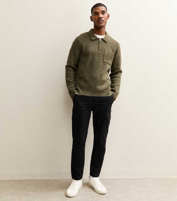 Black Slim Cargo Trousers