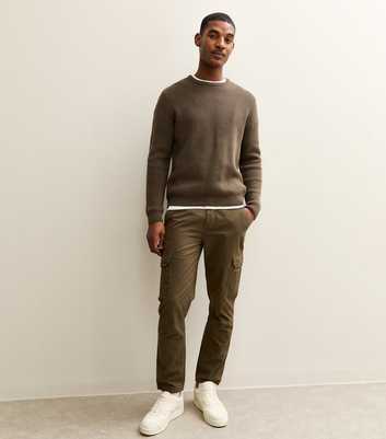 Dark Khaki Slim Cargo Trousers