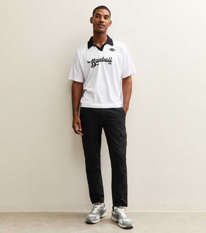 Black Slim Tapered Cargo Trousers