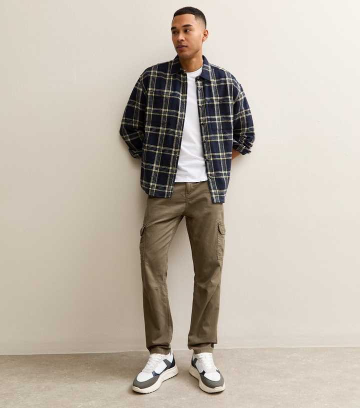 Dark Khaki Slim Tapered Cargo Trousers