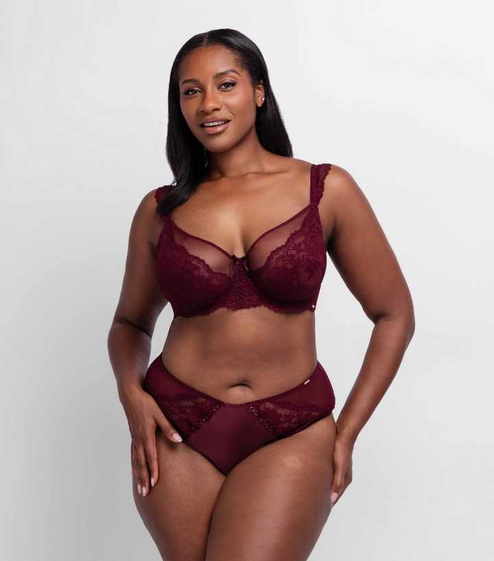 Dorina Bright Red Satin Lace Trim Wired Bra