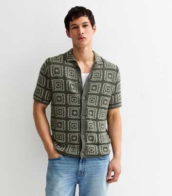 Only & Sons Light Khaki Crochet Knit Relaxed Shirt