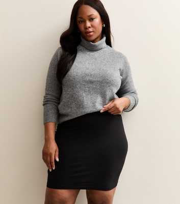 Curves Black Jersey Tube Mini Skirt