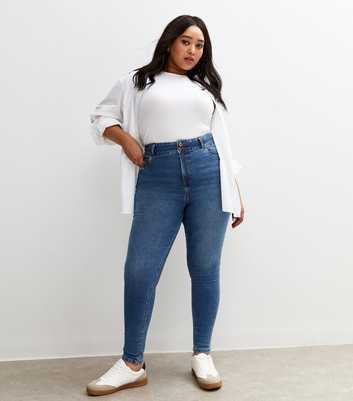 Curves Blue Yazmin High Waisted Slim Leg Jeans