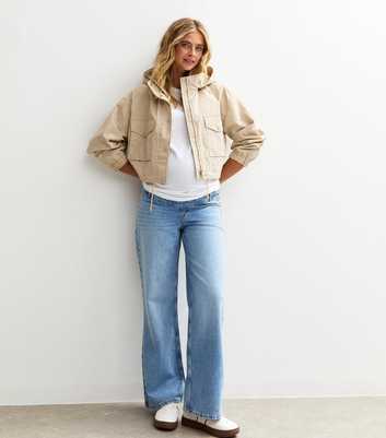 Maternity Light Blue Over Bump Adalae Wide Leg Jeans