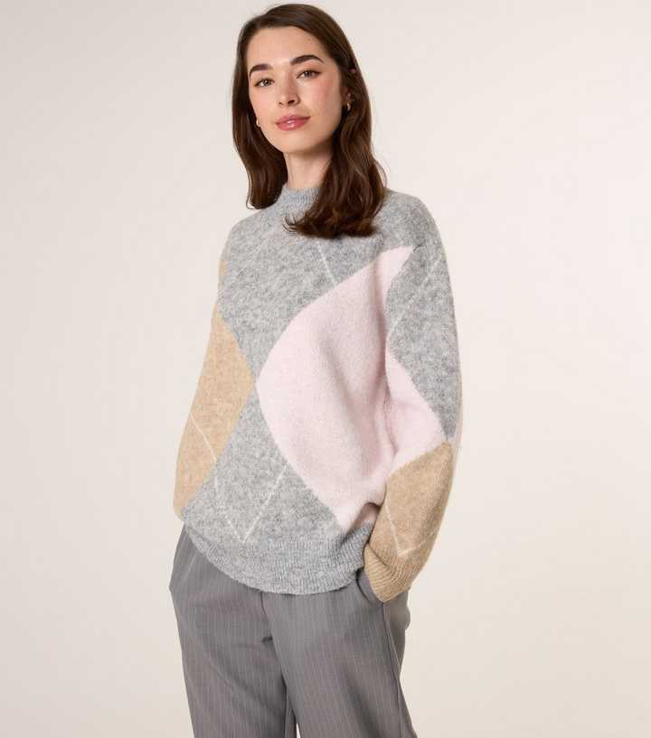 Blue Vanilla Grey Diamond Turtle Neck Jumper