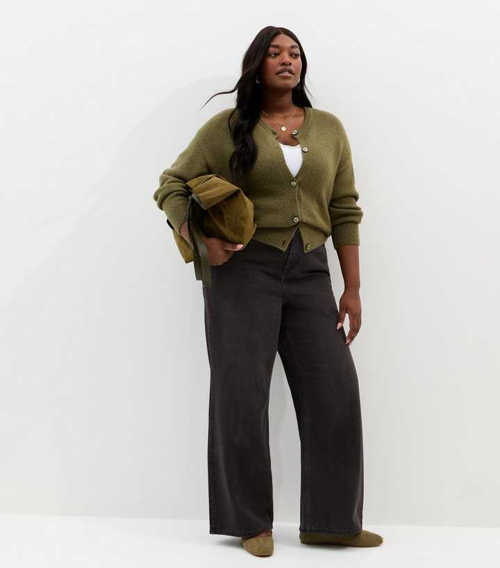 Curves Black Adalae High Waist Wide Leg Jeans
