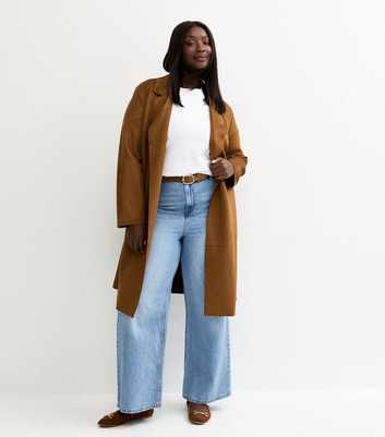 Curves Light Blue Wash Adalae High Waist Wide Leg Jeans