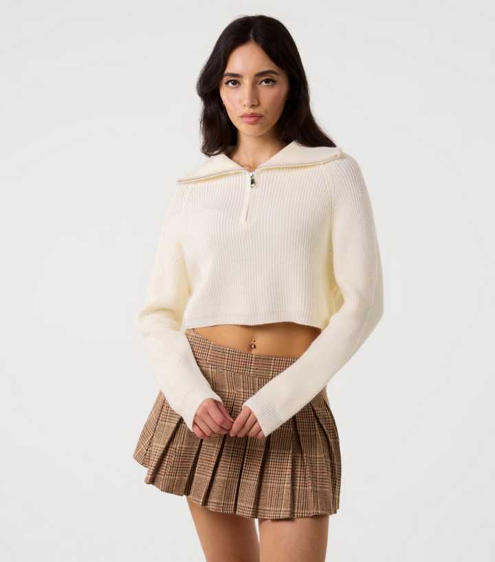 Pink Vanilla Off White Half Zip Knit Jumper