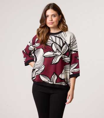 Blue Vanilla Burgundy Floral Pattern Jumper