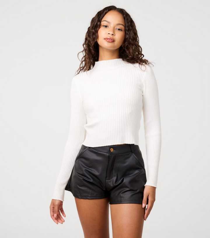 Pink Vanilla Off White Rib High Neck Jumper
