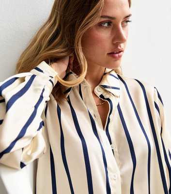 Gini London Navy Striped Loose Fit Shirt