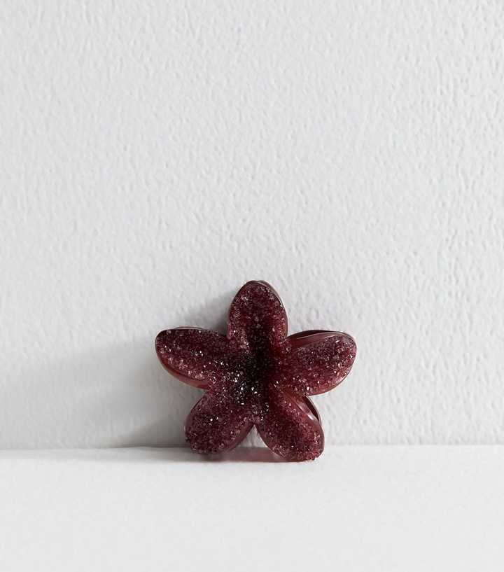 Brown Gem Embellished Tropical Flower Hair Claw Clip
