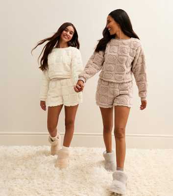 Mink Microfibre Heart Pattern Jumper and Shorts Pyjama Set