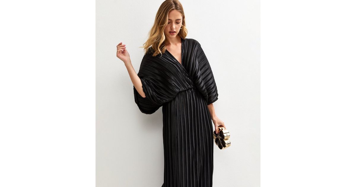 black batwing dress with sleeves Batwing Sleeve Glam Dress