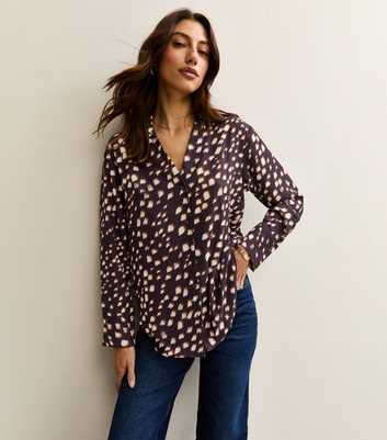 Tall Brown Speckled Print Shirt