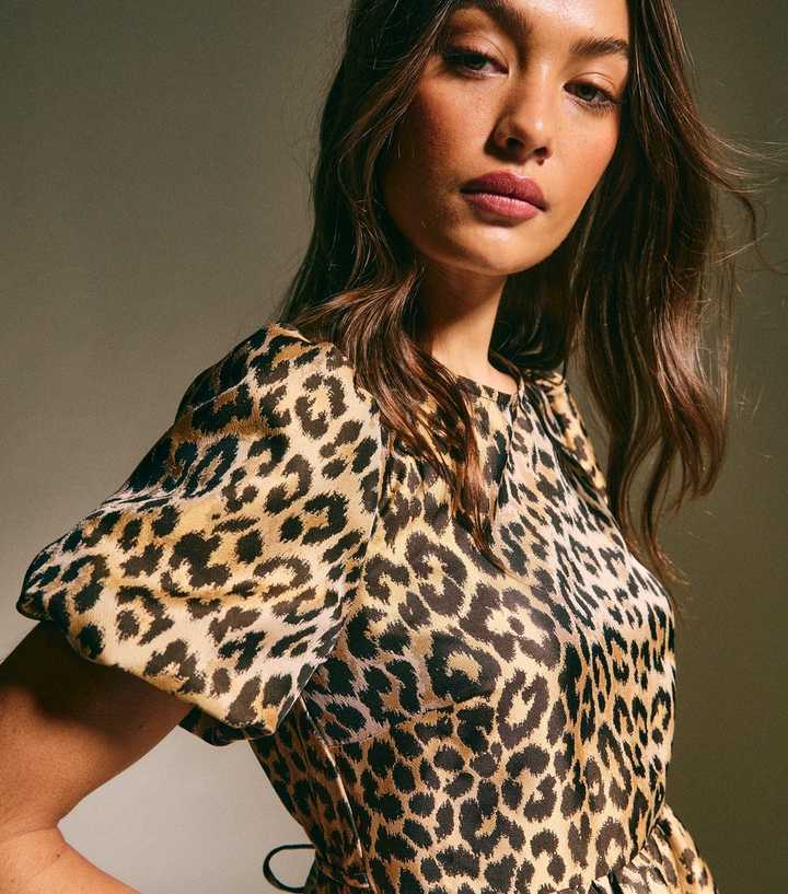 Brown Leopard Print Jacquard Mini Dress | New Look