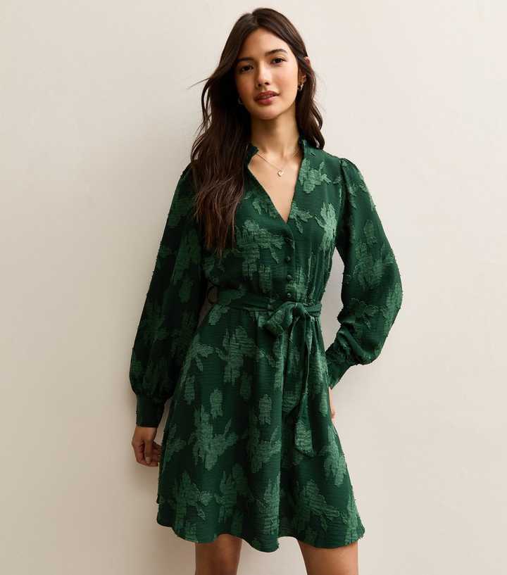 slim fit dress slacks Green Floral Open Back Mini Dress - Casual Dresses