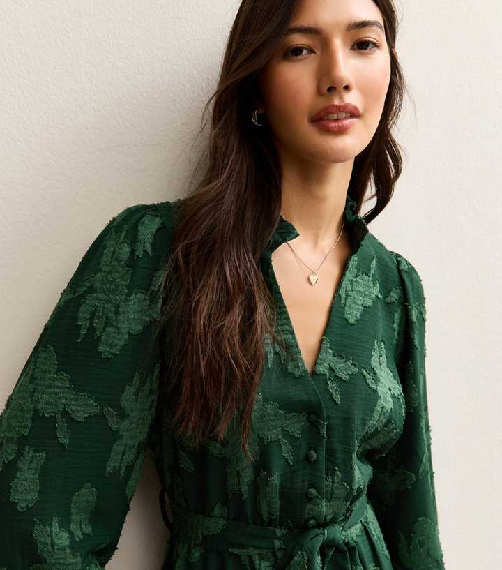 dark green floral mini dress SHORT GREEN FLORAL PRINT DRESS