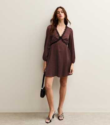 Purple Spotty Lace Trim Mini Dress