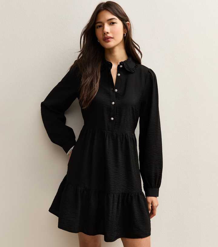 Black Tiered Shirt Mini Dress