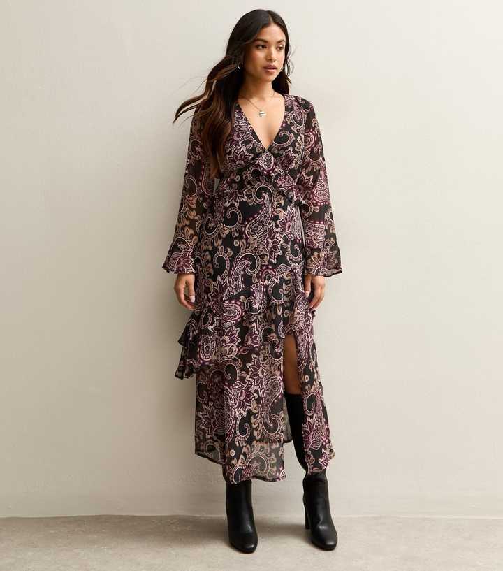 Petite Paisley Chiffon Midi Dress