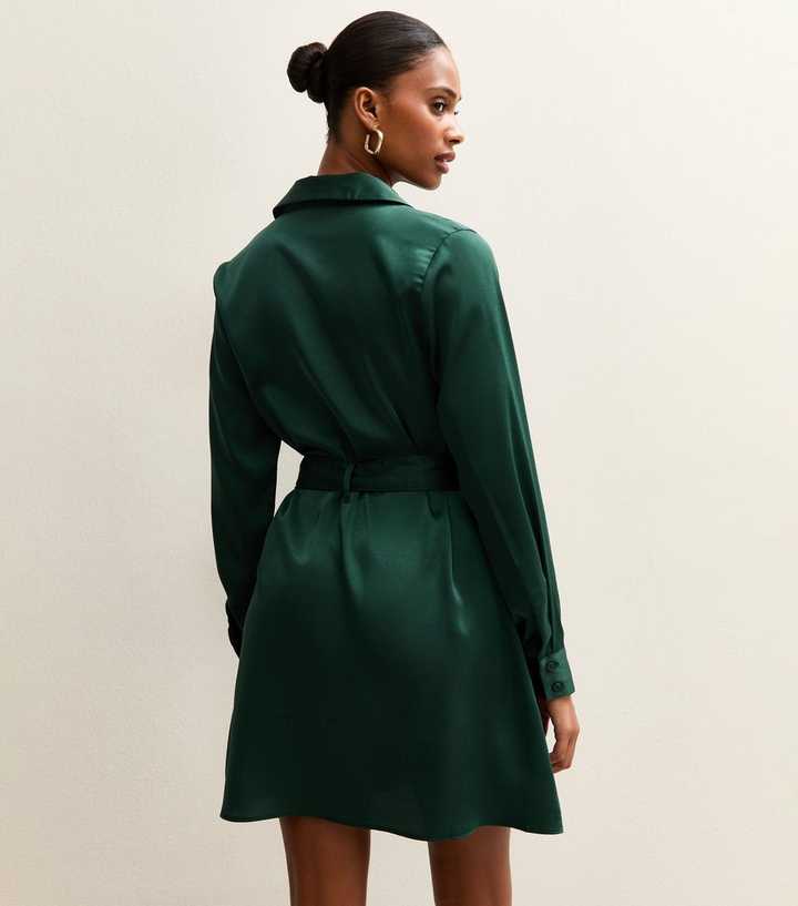 green shirt dress new look Buy Friends Like These Khaki Green Petite Long Sleeve Button Through Collar Midi Shirt Dress from Next USA