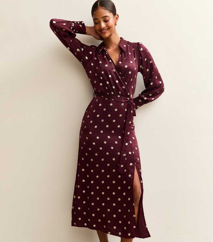open lace back dress Polka Dot Side Wrap Dress