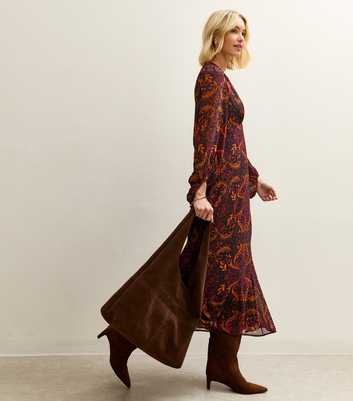 chinese dress ladies Scarlette Black/Red Rose Long Sleeved Midi Dress main image 0