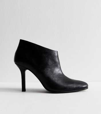 Black Faux Leather Heeled Shoe Boot