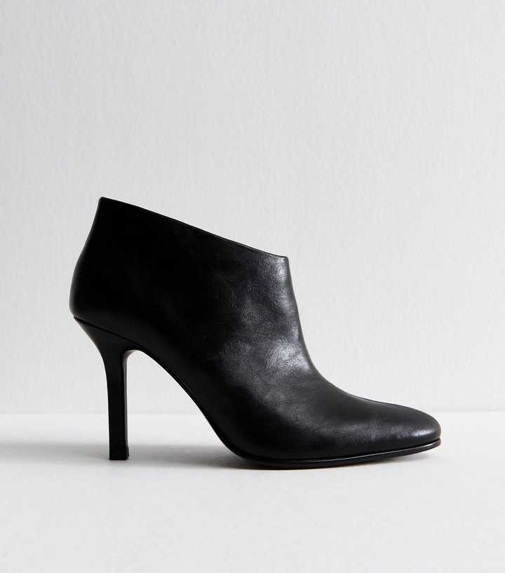 Black Faux Leather Heeled Shoe Boot