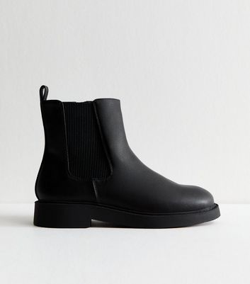 Extra Wide Fit Black Faux Leather Chelsea Ankle Boots New Look
