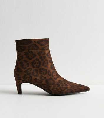 Faux Suede Leopard Print Ankle Boots