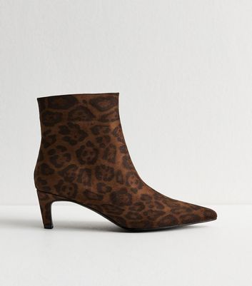 Faux Suede Leopard Print Ankle Boots New Look