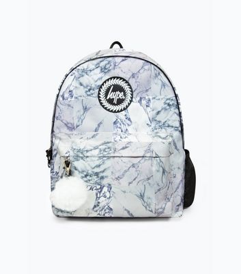 White Marble-Print Men\'s Backpack White Marble Backpack, Marbled Print Designer Modern  main image 3