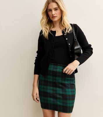 Green Check Jacquard Tube Mini Skirt
