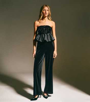 Black Velvet Wide Leg Trousers