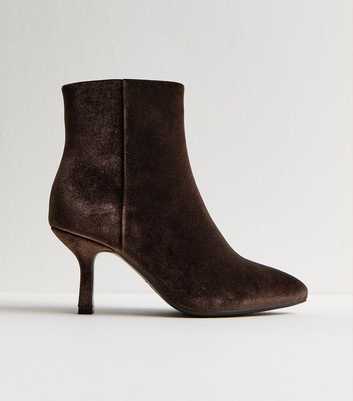 Brown Velvet Pointed Toe Stiletto Ankle Boots