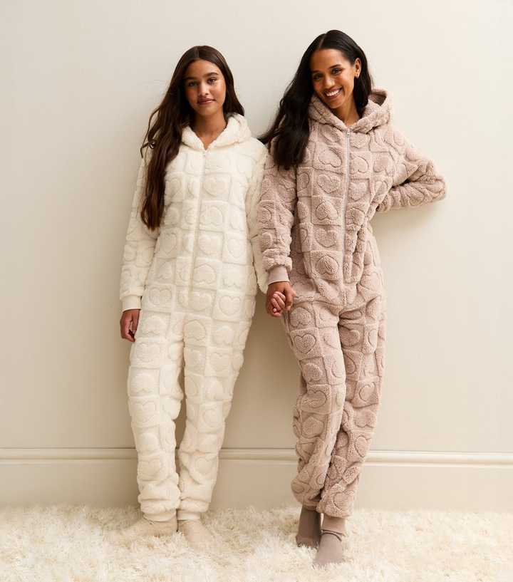 Mink Heart Pattern Hooded Onesie