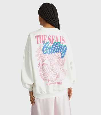 Skinnydip White Sea Is Calling Printed Sweatshirt