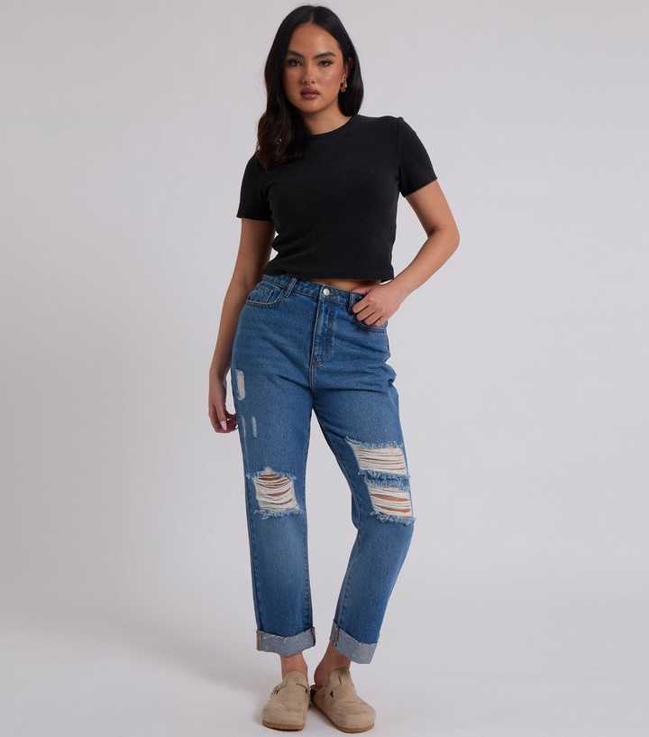 Urban Bliss Blue Ripped Mom Jeans