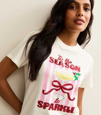 White Sequin Cocktail T-Shirt