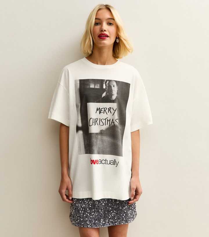White Christmas Love Actually Oversized T-Shirt