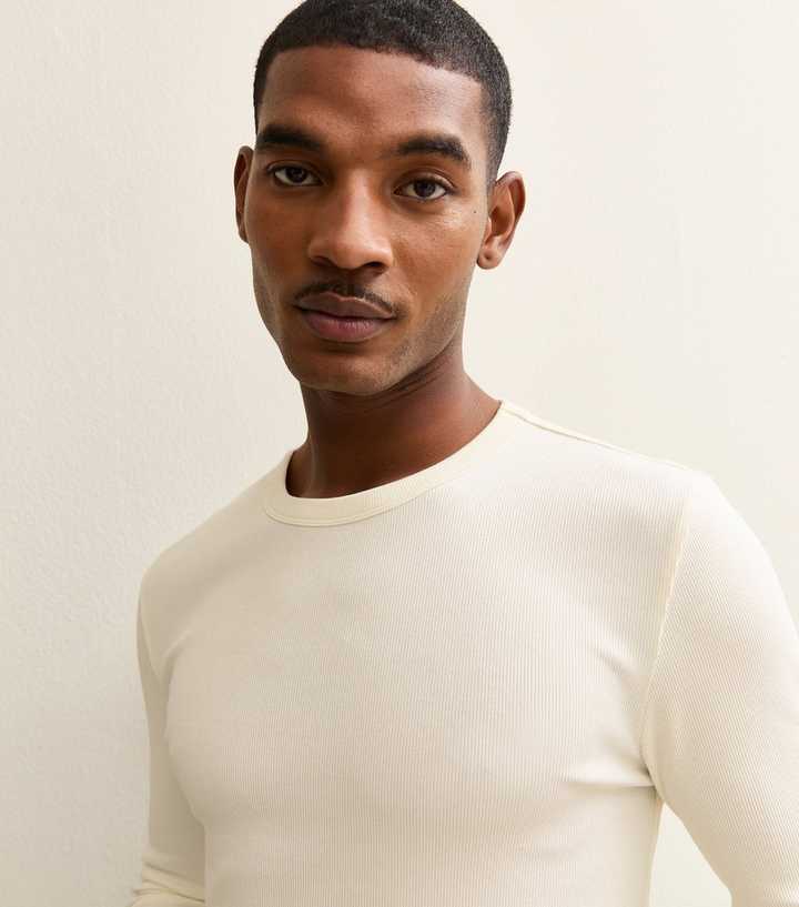 Off White Regular Long Sleeve Rib T-Shirt